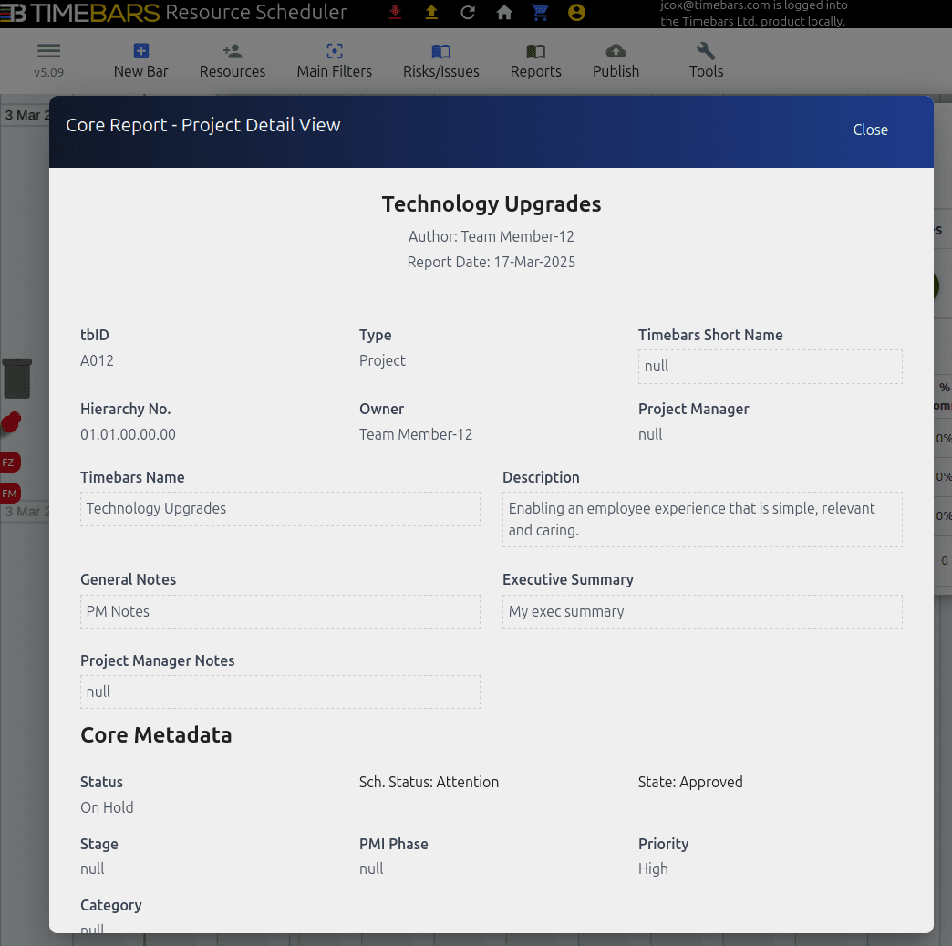 Timebars Metadata Entry Form