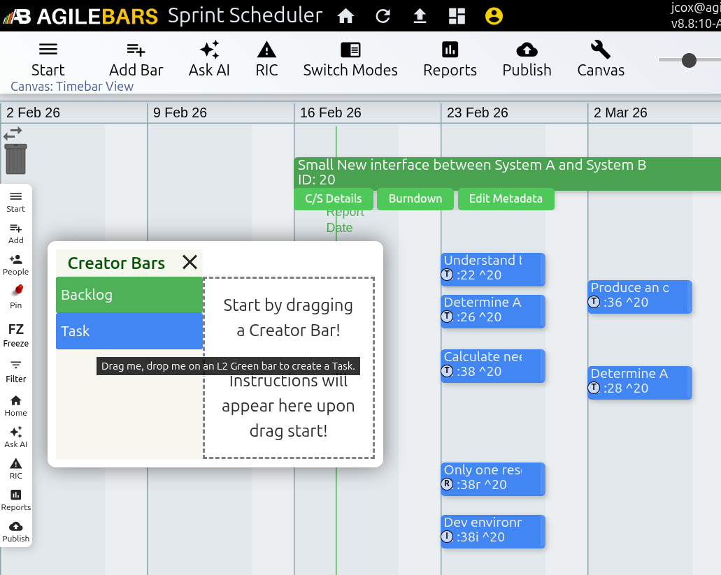 Agilebars Sprint creator bars. Agilebars Sprint creator bars.