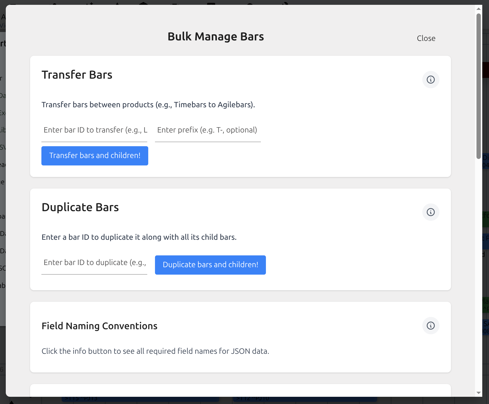 Bulk Manage Bars