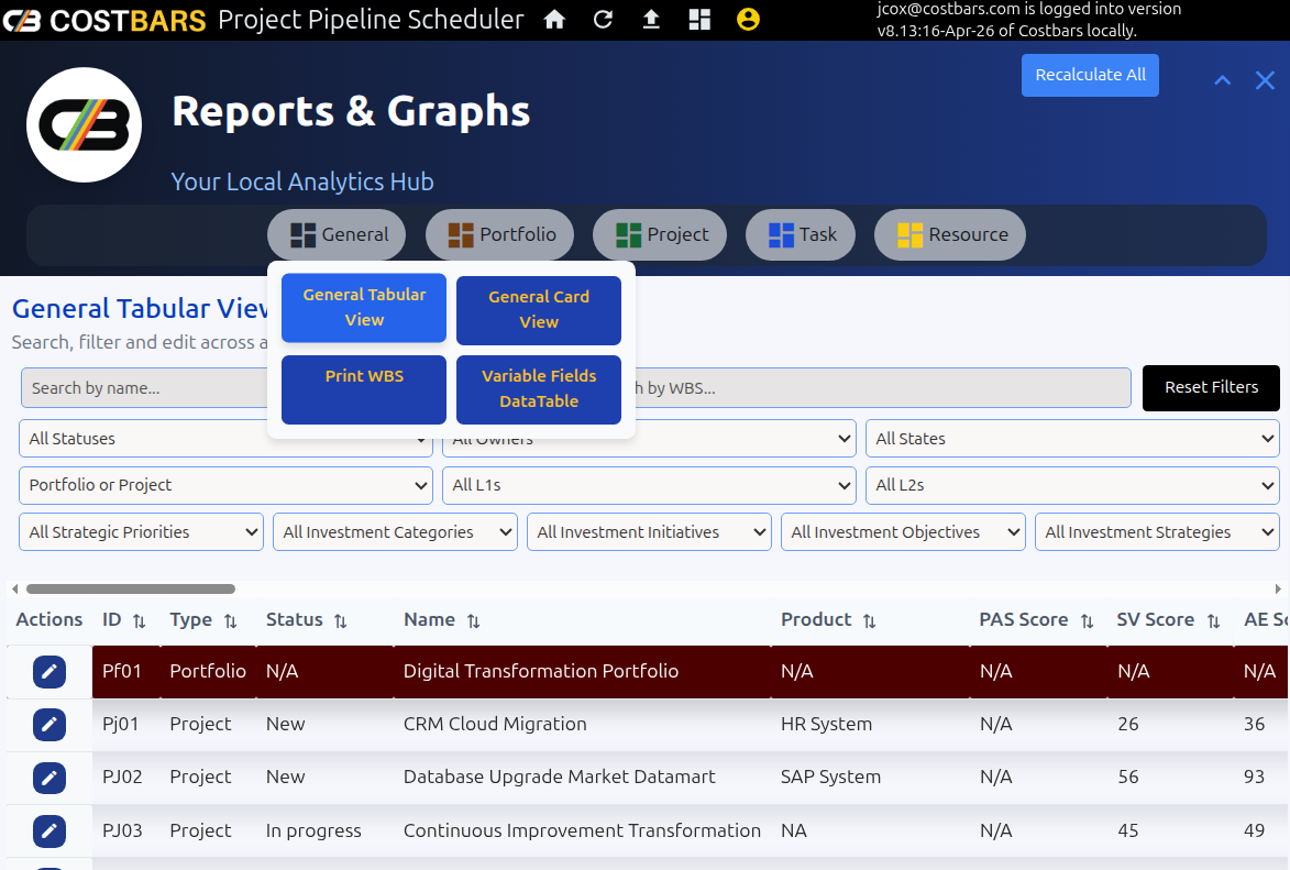 Report Menu
