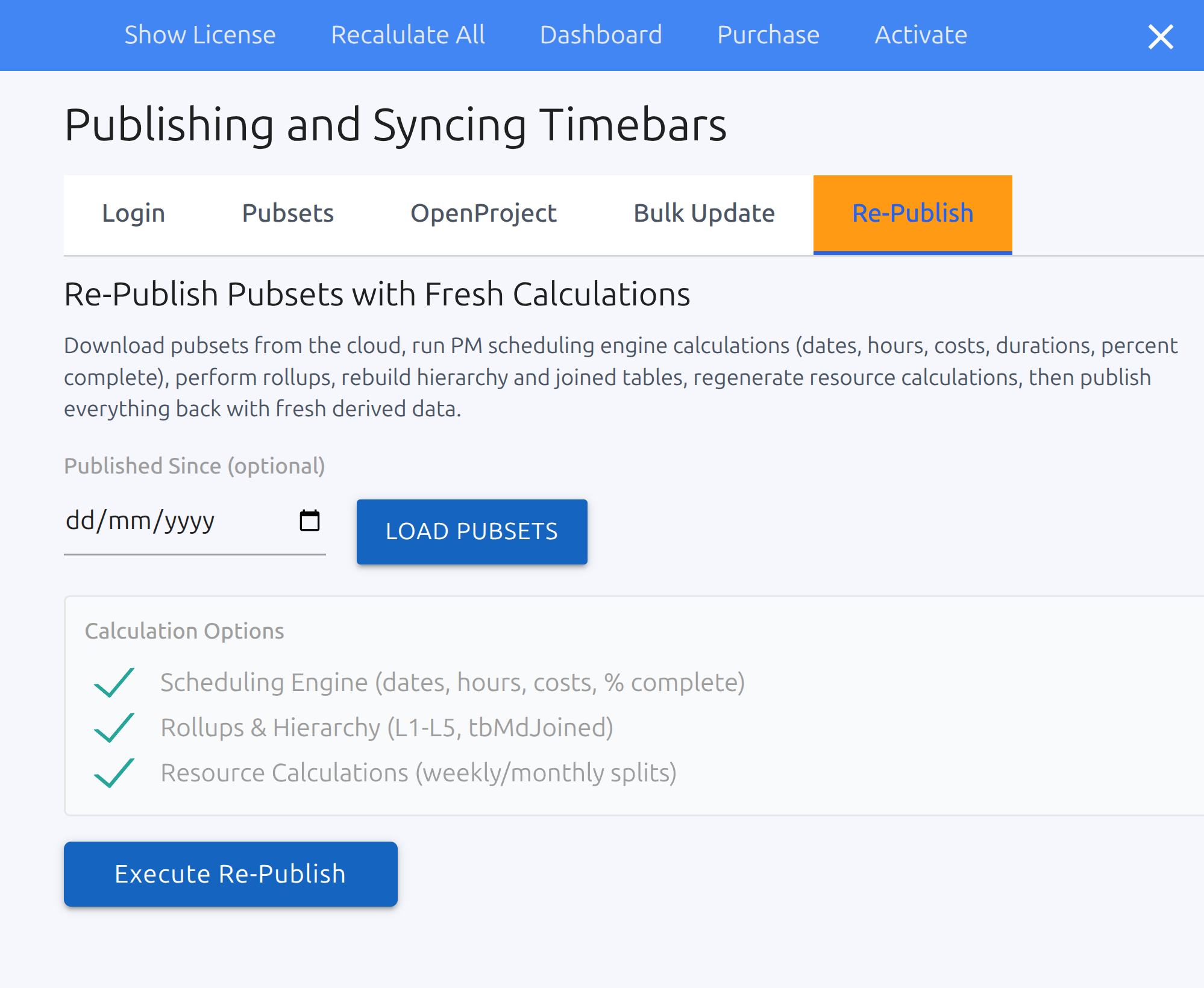 Re-Publish with Fresh Calculations