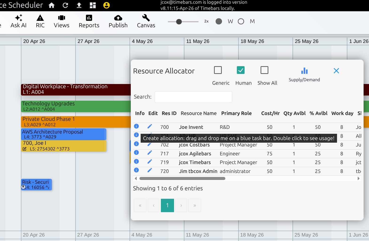 Resource Allocation & Cost Calculation